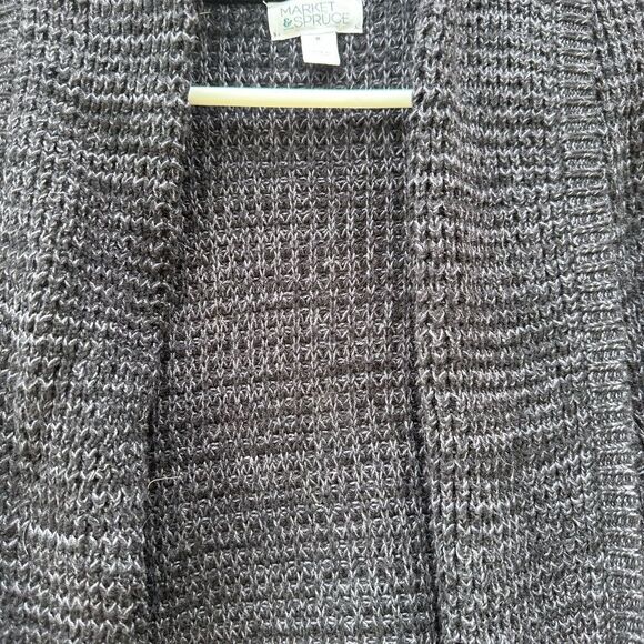 Women's Gray Open-Front Sweater - Picture 3 of 8